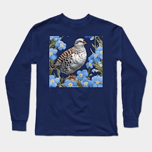 The Willow Ptarmigan and Alaska Forget-Me-Nots Long Sleeve T-Shirt